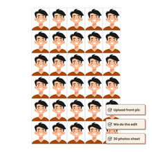 Passport photo sheet layout showing upload and editing service