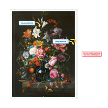 Diagram showing a rolled canvas print with no added edge